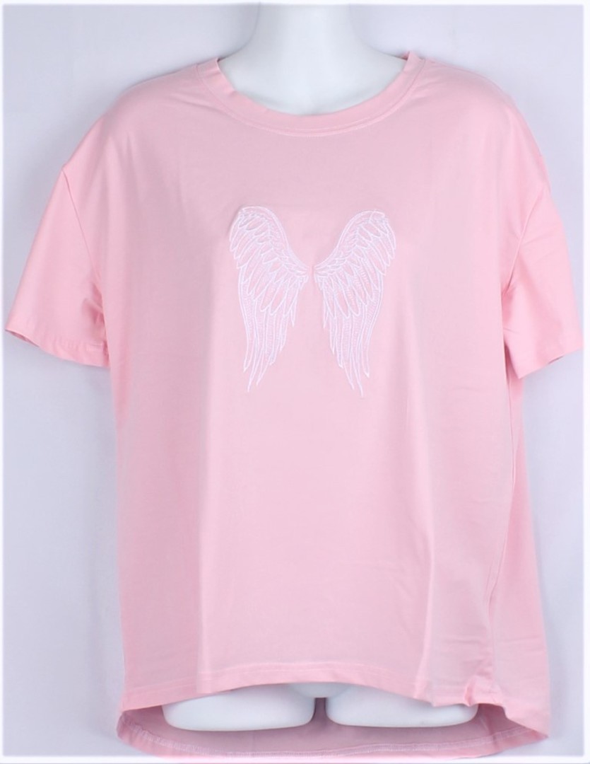 Alice & Lily embroidered T- Shirt angel pink STYLE : AL/TS-ANGEL/PNK - SIZES: S/M/L image 0
